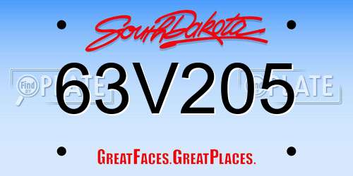 63V205 South Dakota License Plate