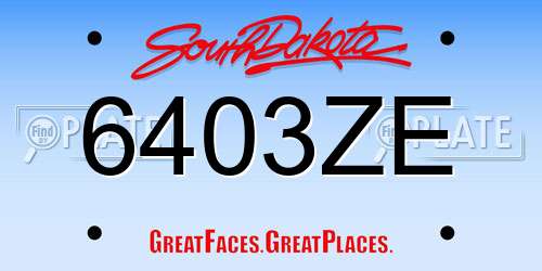 6403ZE South Dakota License Plate