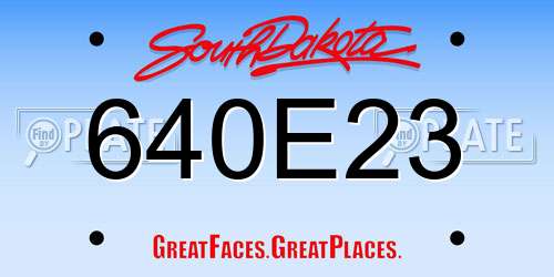 640E23 South Dakota License Plate