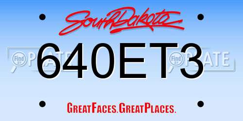 640ET3 South Dakota License Plate
