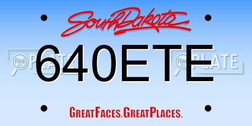 640ETE South Dakota License Plate