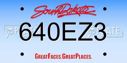 640EZ3 South Dakota License Plate