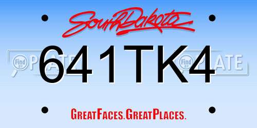 641TK4 South Dakota License Plate