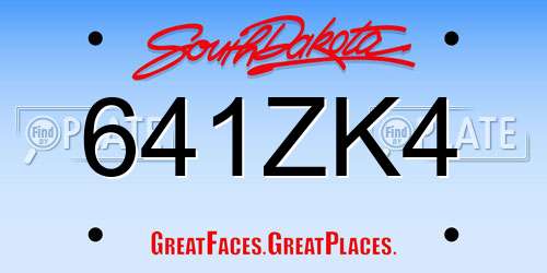 641ZK4 South Dakota License Plate