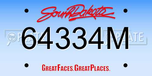 64334M South Dakota License Plate