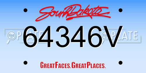 64346V South Dakota License Plate