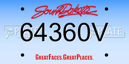 64360V South Dakota License Plate