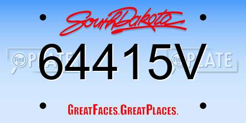 64415V South Dakota License Plate