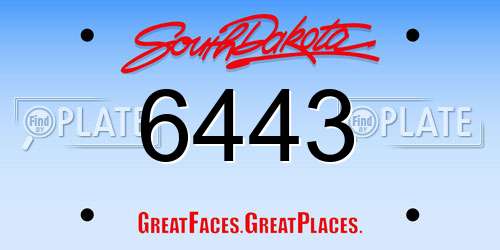6443 South Dakota License Plate