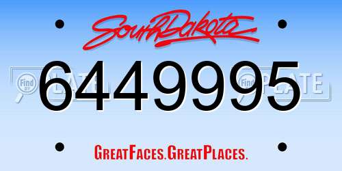 6449995 South Dakota License Plate