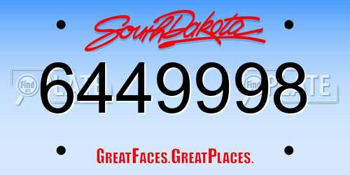 6449998 South Dakota License Plate