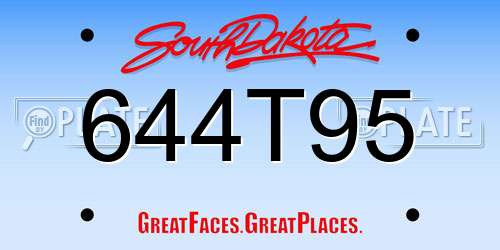 644T95 South Dakota License Plate