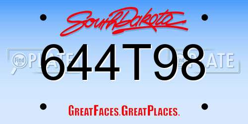 644T98 South Dakota License Plate