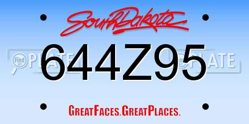 644Z95 South Dakota License Plate