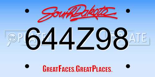 644Z98 South Dakota License Plate