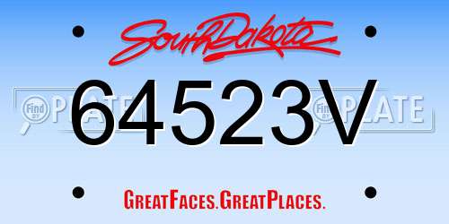 64523V South Dakota License Plate