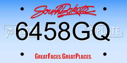6458GQ South Dakota License Plate