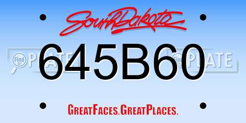 645B60 South Dakota License Plate