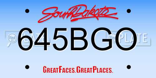 645BGO South Dakota License Plate