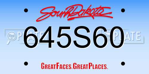 645S60 South Dakota License Plate