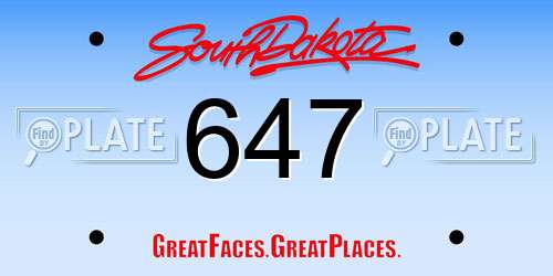 647 South Dakota License Plate