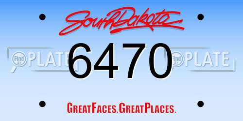 6470 South Dakota License Plate