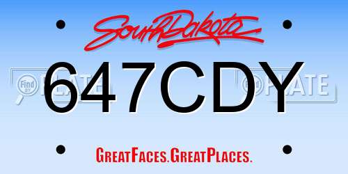 647CDY South Dakota License Plate
