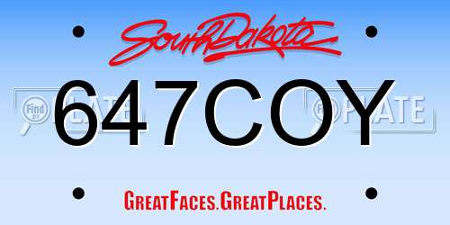 647COY South Dakota License Plate
