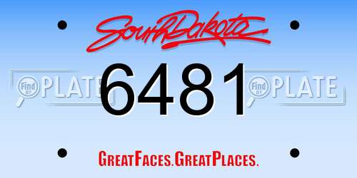 6481 South Dakota License Plate
