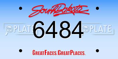 6484 South Dakota License Plate