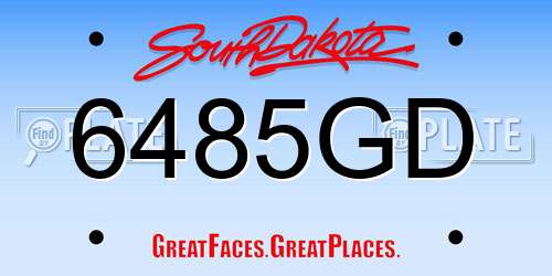 6485GD South Dakota License Plate