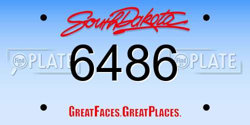 6486 South Dakota License Plate