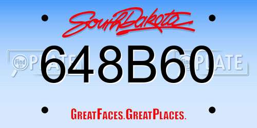 648B60 South Dakota License Plate