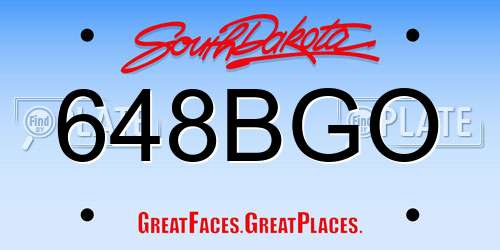 648BGO South Dakota License Plate