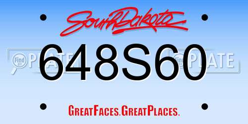 648S60 South Dakota License Plate
