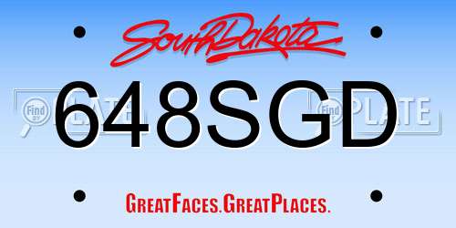 648SGD South Dakota License Plate