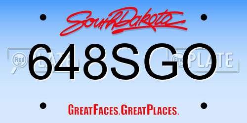 648SGO South Dakota License Plate