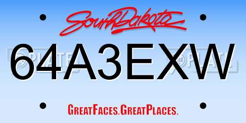 64A3EXW South Dakota License Plate