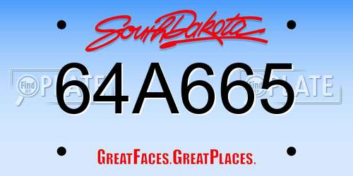 64A665 South Dakota License Plate
