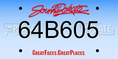 64B605 South Dakota License Plate