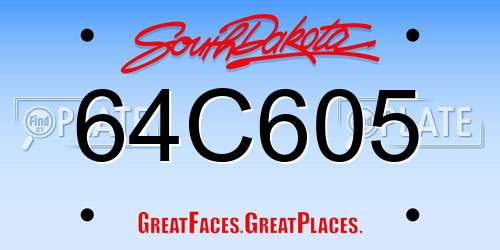 64C605 South Dakota License Plate
