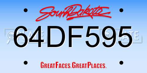 64DF595 South Dakota License Plate