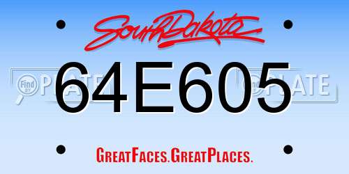 64E605 South Dakota License Plate