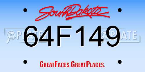 64F149 South Dakota License Plate