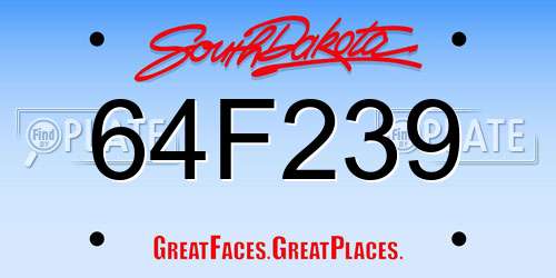 64F239 South Dakota License Plate