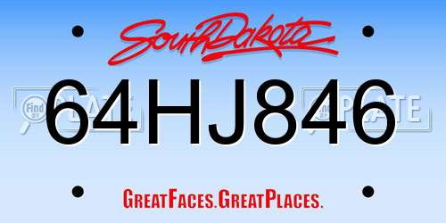 64HJ846 South Dakota License Plate