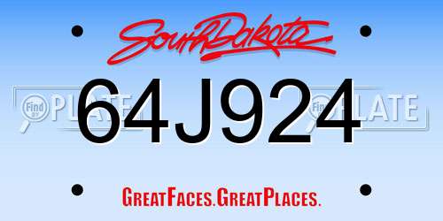 64J924 South Dakota License Plate