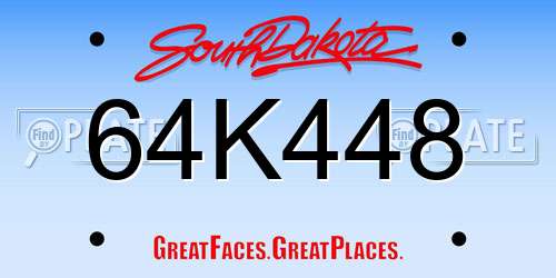 64K448 South Dakota License Plate