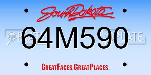 64M590 South Dakota License Plate