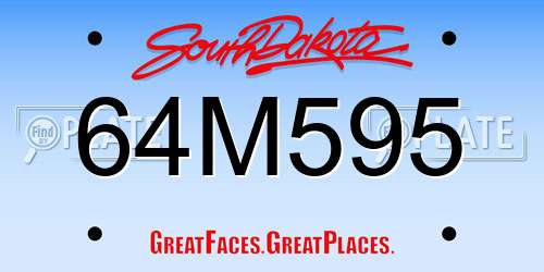 64M595 South Dakota License Plate